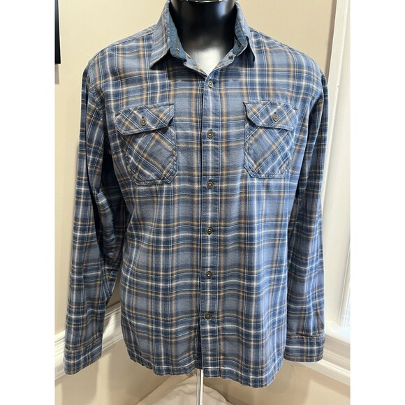 Kuhl Men's Flannel Shirt Sz M Gray Blue Plaid Long Sleeve Button-Up Outdoor - Picture 1 of 15